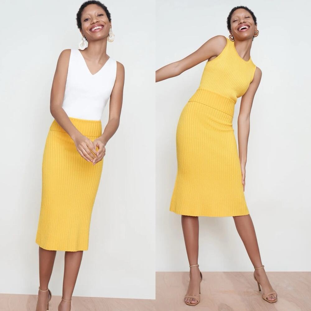 MM Lafleur York Slinky Ribbed Knit Midi Skirt